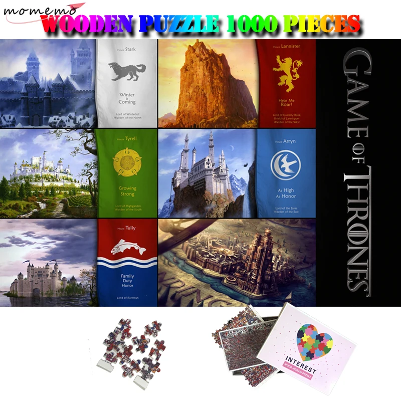 

MOMEMO Game of Thrones Jigsaw Puzzle Wooden 1000 Pieces Family Castle Puzzle Adults Customized Interesting Puzzle Toys Kids Gift