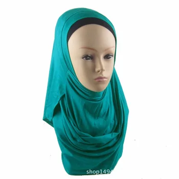 High Quality Modal Cotton Muslim Hijab Shawl Double Loop Instant Jersey Hijabs Islam Modest Women Plain Colour Ready Wear Turban