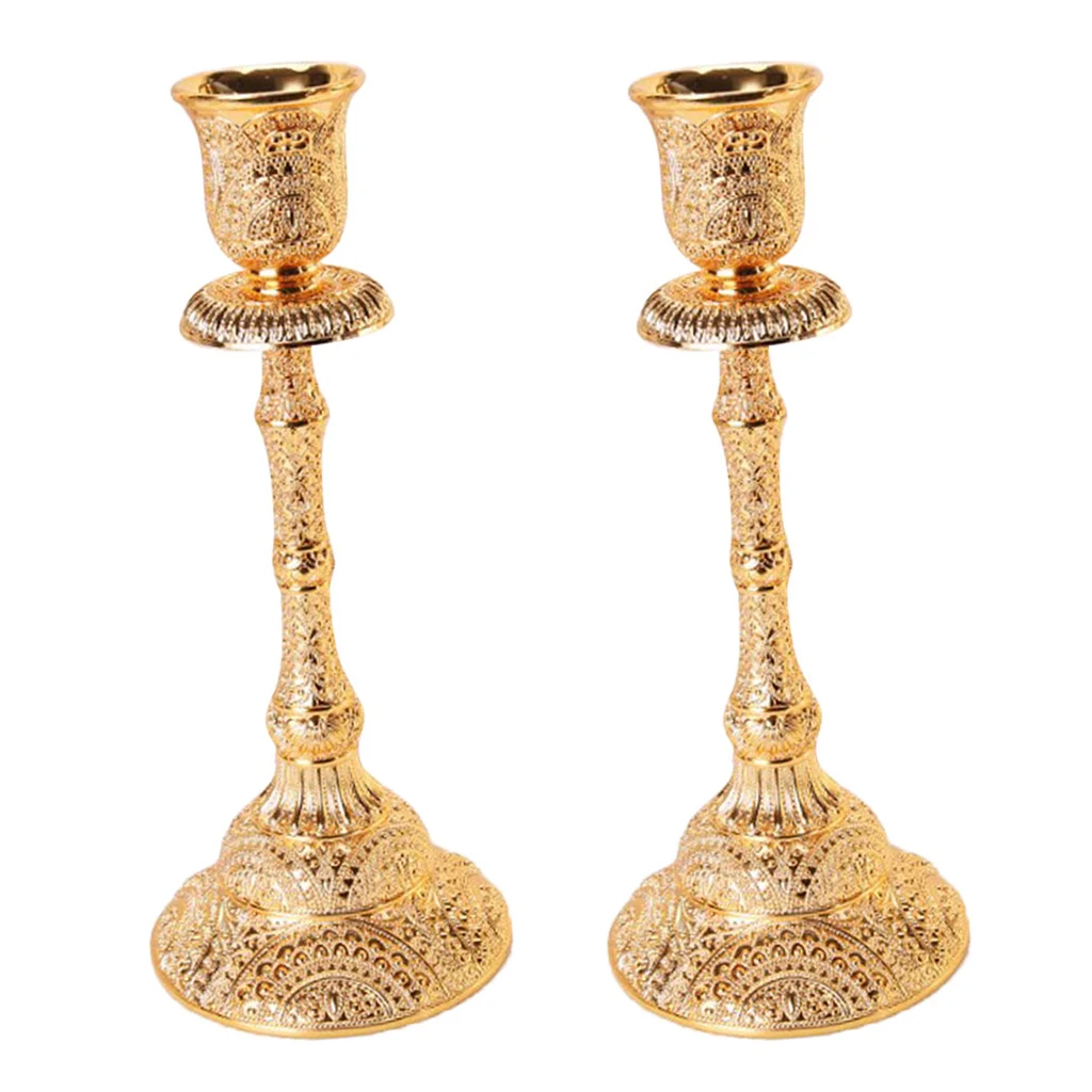 2pcs Luxurious Gold Color Candelabra Candle Holder, Single Arm Gift for Weddings, Home, Party, Spa, Votive Candle Garden