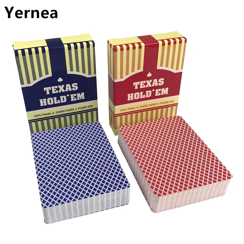 Yernea 2 Sets/Lot Baccarat Texas Hold'em Plastic Playing Cards Waterproof wear-resistant Scrub Poker Cards  games 2.48*3.46 inch