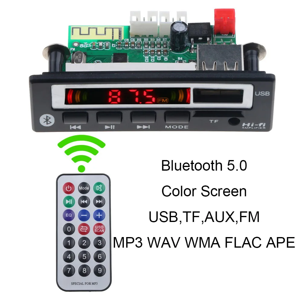 Kebidu DC 5 в 12 В Автомобильный Bluetooth 5,0 MP3 WMA FM AUX декодер плата аудио модуль FM TF радио автомобильный MP3 динамик аксессуары