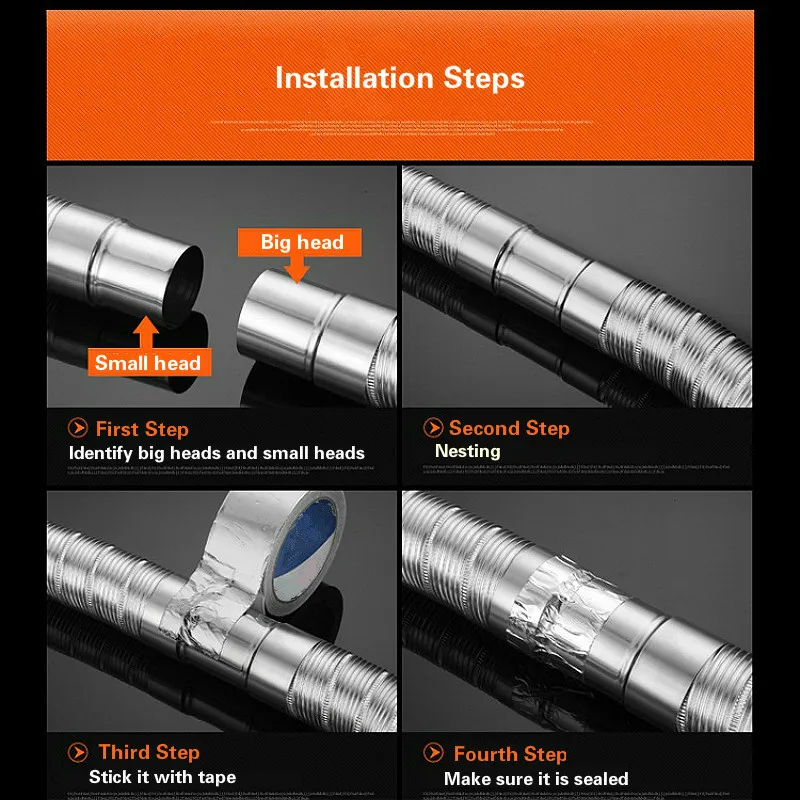 Алюминиевая фольга выхлопная труба телескопический шланг для водонагревателя вытяжка D = 5-11 см с выхлопом уплотнительная лента для труб