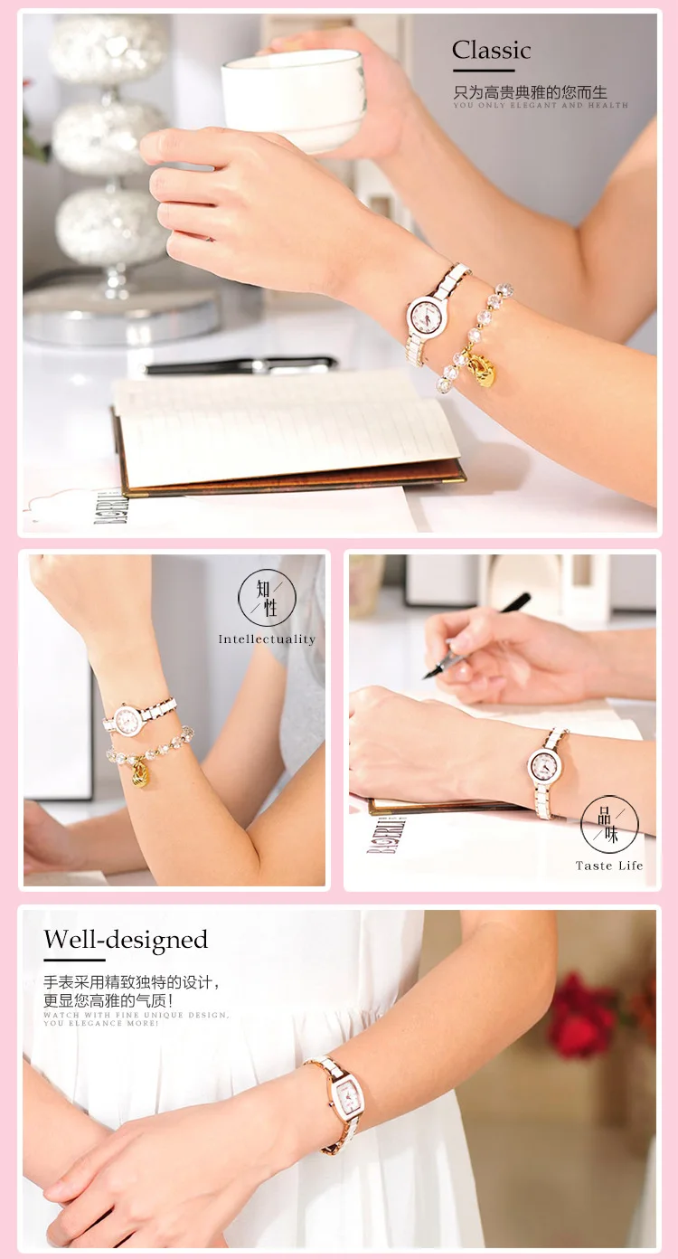 Эксклюзивные часы для женщин водонепроницаемые алмазные Кварцевые Белые керамические женские наручные часы женские часы Citizen movement Новинка
