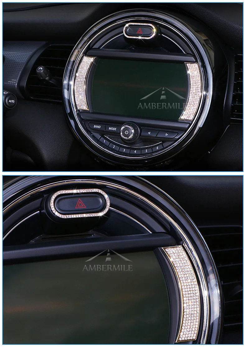 Car Console Screen Navigation Trim Warning Button Stickers for Mini Cooper F56 F55 F54 Clubman Accessories Car Styling (6)