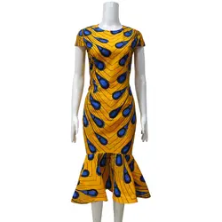 Африканский платья для женщин женское Дашики Анкара воск батиковая набивка натуральный хлопок модное платье