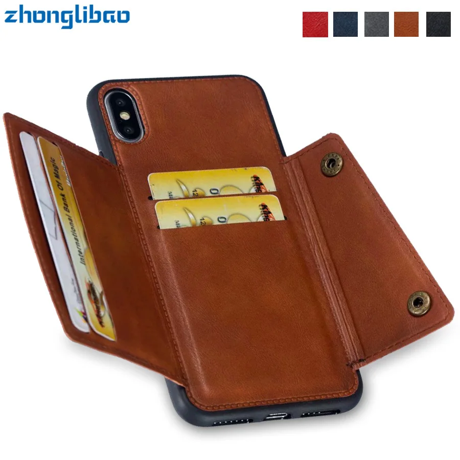 

Coque for Iphone Xr X 11 pro Card Holders Wallet Case for Iphone Xs Max 8 7 6 6s Plus Funda Leather Card Pocket Silicone Cover