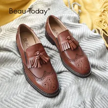 BeauToday/женские лоферы с перфорацией типа «броги» ручной работы из натуральной телячьей кожи с круглым носком без застежки; Повседневная модельная обувь на плоской подошве; 21047