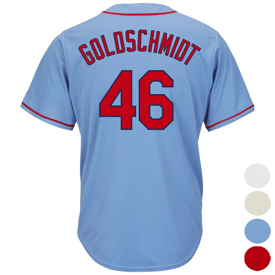 

Mens St. Louis 46 Paul Goldschmidt Baseball jersey (Red White Light Blue Cream) Cool Player Stitched Jersey Free Shipping