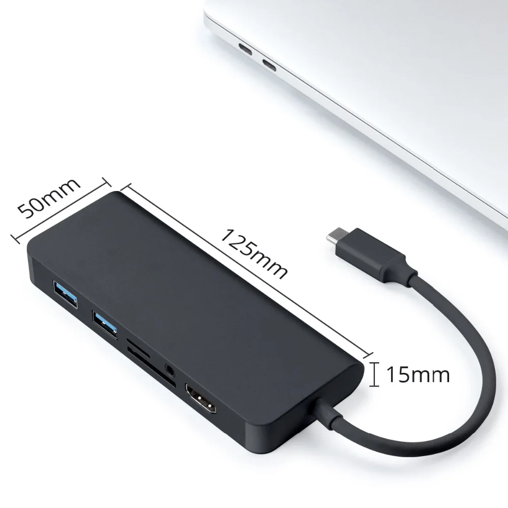 8 in1 Multifunction USB Type C Hub Adapter with HDMI RJ45 Card Reader Port for MacBook Pro 2016 201