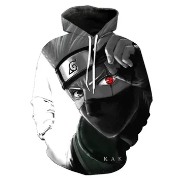 

2018 Men's Autumn Casual kakashi Hoodie Anime Fire Shadow Character 3D Sweatshirt Hoodie blouse naruto Hoodie kakashi jacket