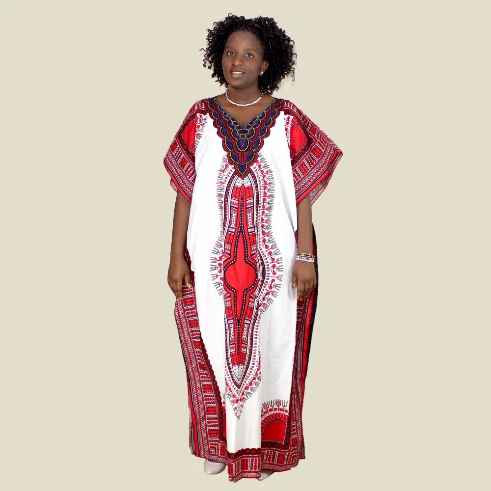 Размера плюс Винтаж 70s традиционная Женская африканская Дашики платье Вечерние хиппи Анкара Африканский Воск для печати ткань Длинное свободное платье