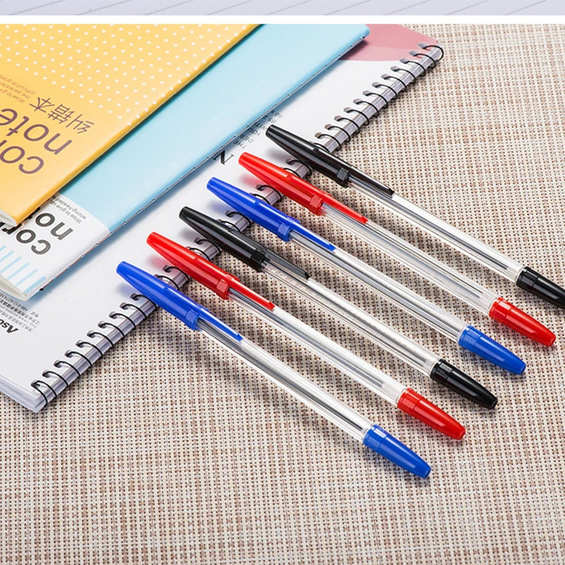 

10pcs Book color black red blue three-color ball pen student pen 0.5MM smooth plastic pen ball pen