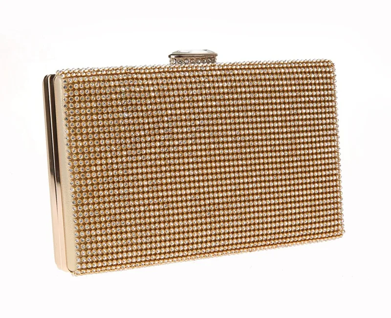 Pochette boîte à paillettes dorées Luxy Moon vue latérale