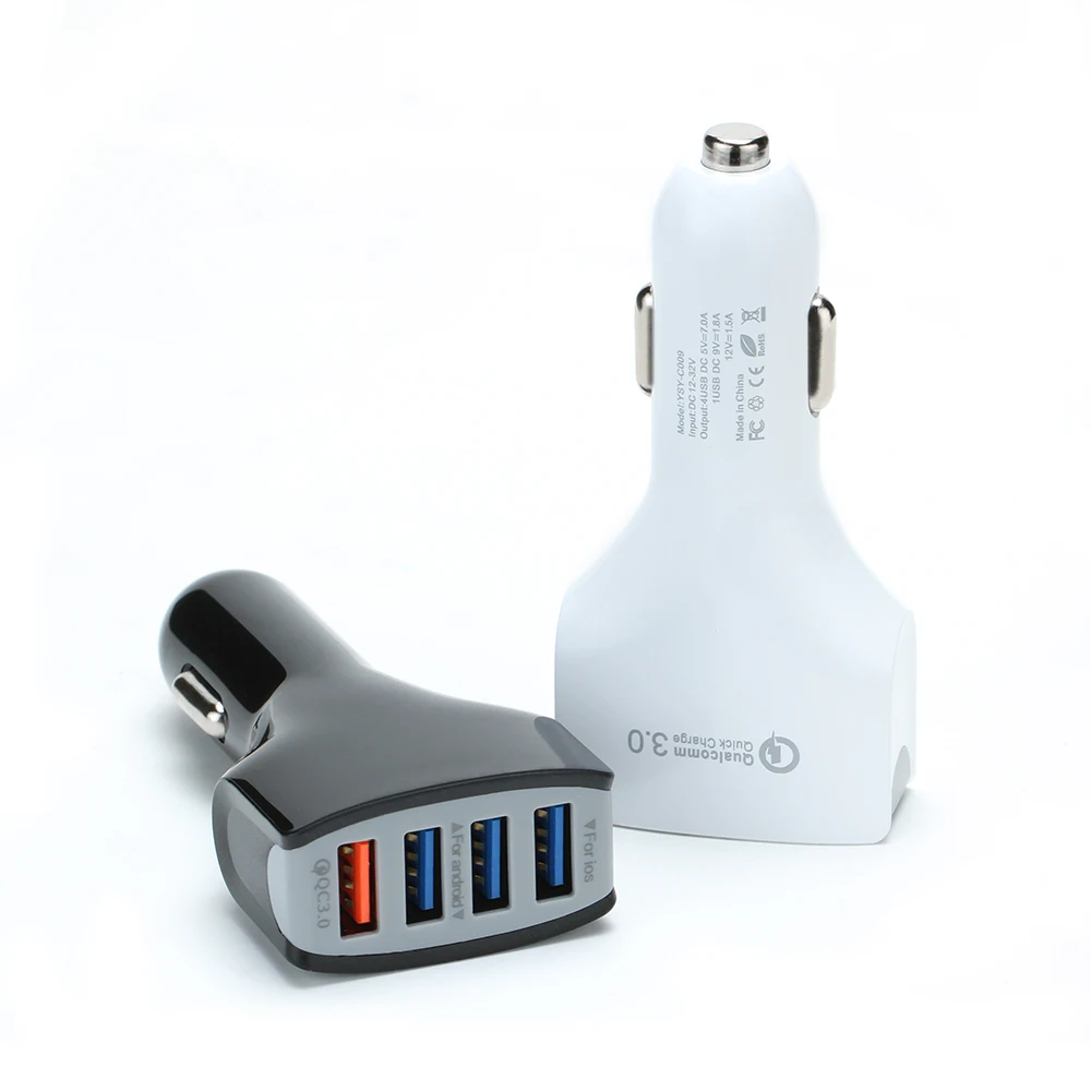 Car Charger Quick Charge 3.0 QC 3.0 Fast Charging Adapter 4in1 USB Car-Chargers For iPhone Micro USB Type C Cable Phone Chargers