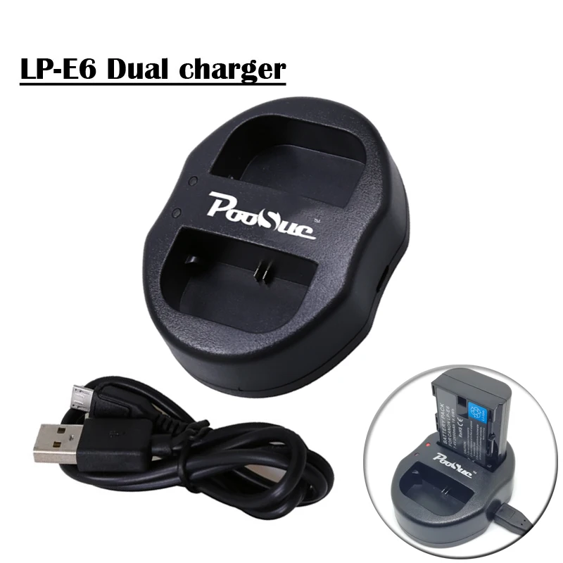 New LP E6 LP E6 LPE6N Dual 2 Slots USB battery Charger for Canon 5D2