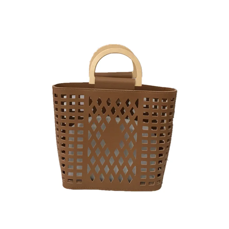 

2019 Famous Brands Women Handbags Hollow Out Beach Bag For Ladies Bolsa Feminina Female Tote Bags PU Leather Shoulder Bag Purses