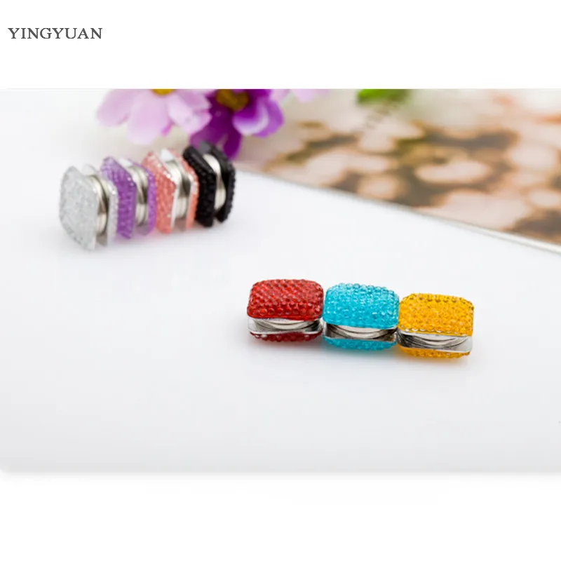 

6 PCS Mix Color Crystal Square Magnet Brooch Pin Muslim Scarf Clips headwear