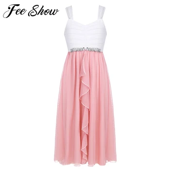 

Kids Dresses Ruched with Rhinestone Trimmings Flower Girl Dress 6 8 10 12 14 16Y Princess Pageant Wedding Birthday Party Dress