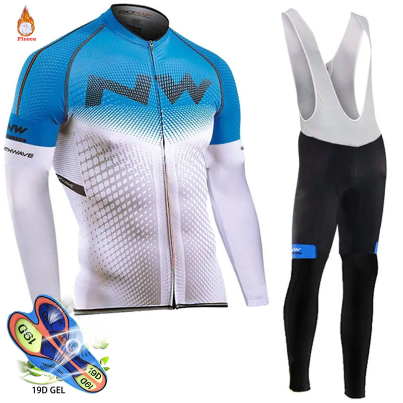 

2019 New NW Cycling Jersey men Long Thermal Fleece NORTHWAVE Pro Team 19D GEL Pad Cycling Clothes Ciclismo Ropa Ciclista
