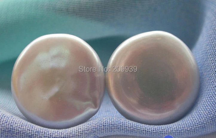 

hj 00245 WOW AAA++ Huge 15mm coin freshwater PEARL stud earring 14KT
