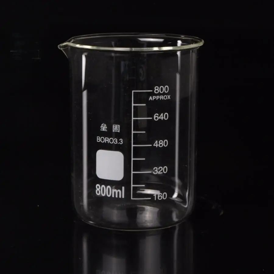 800 мл низкая форма шейкер химический лабораторный боросиликатный стеклянный прозрачный шейкер утолщенный с носиком