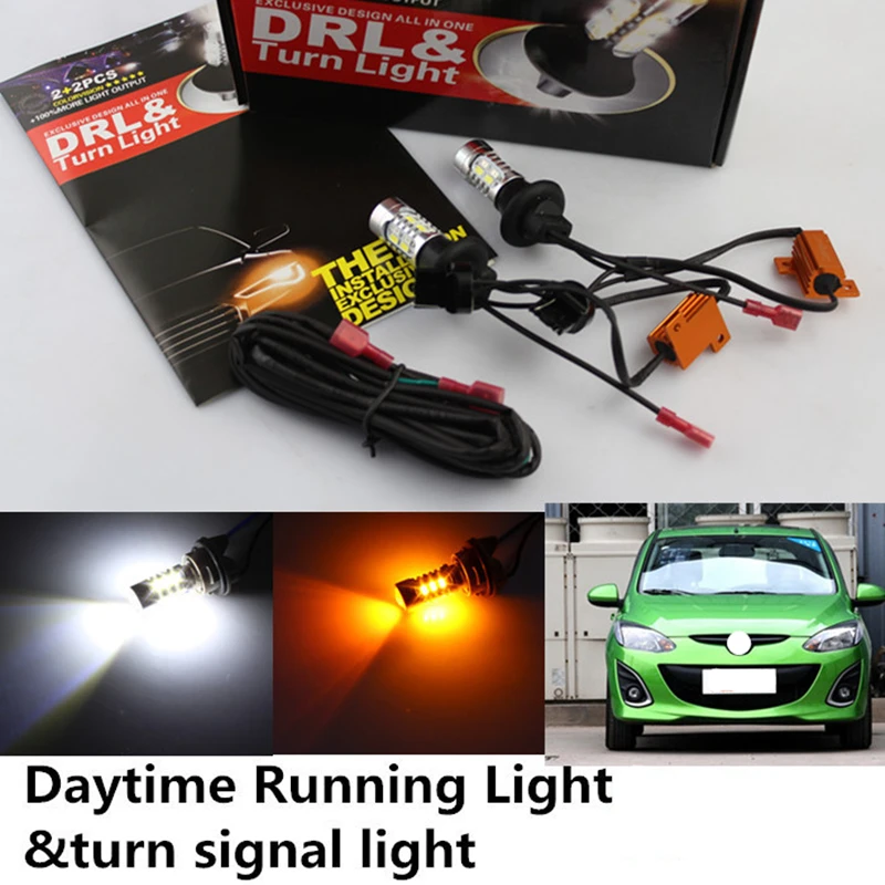 

Tcart Free shipping CAR for mazda2 mazda3 mazda5 LED Daytime Running Light&turn signal light all in one 20w high power 5 colors