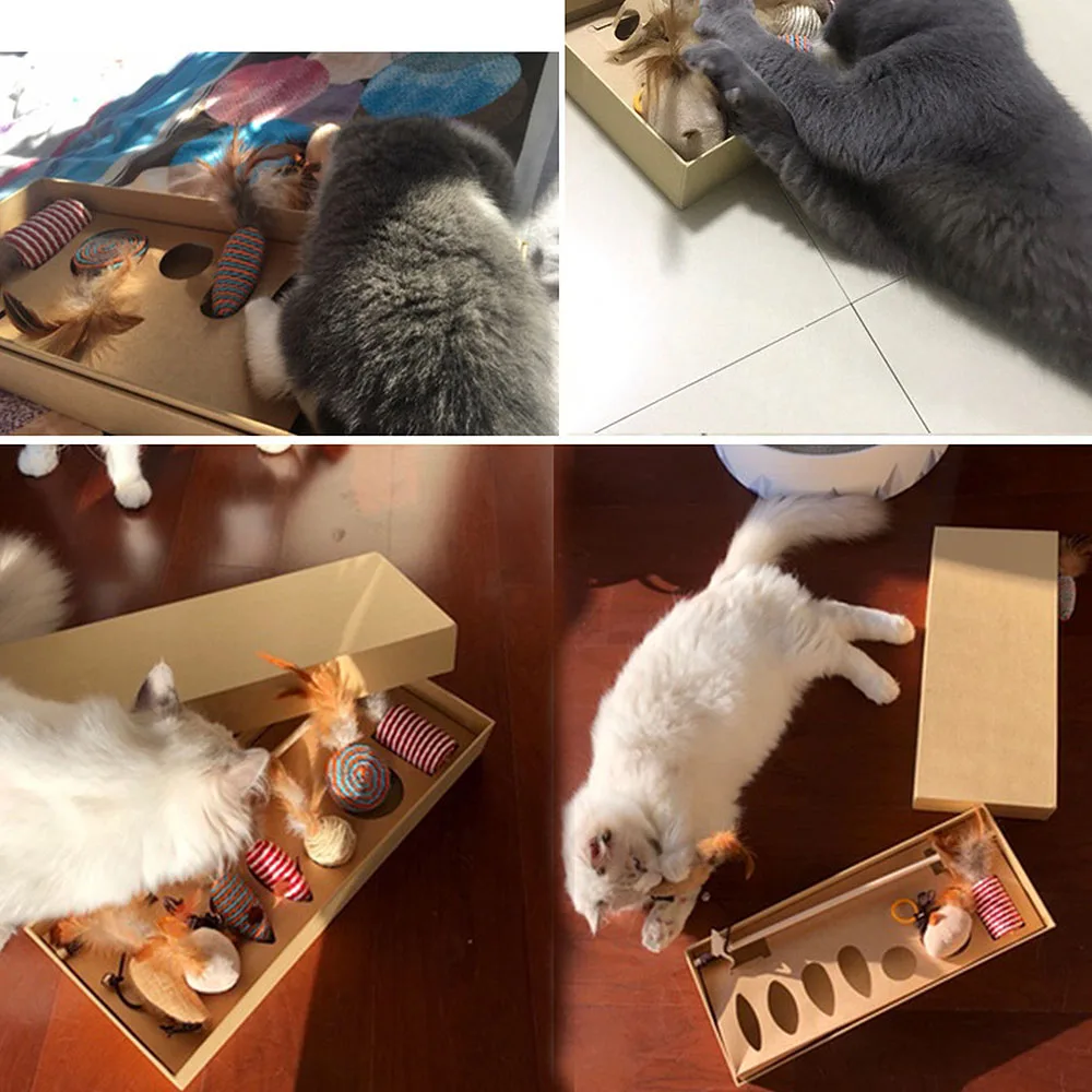 Забавные игрушки для кошек Cat Мышь игрушки из перьев комплекты для кошек мелких животных Когтеточка для котят плюшевые игрушки мыши Ball тренинг колокол игрушки