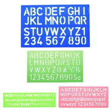 Conjuntos de letras e estêncil do alfabeto, 4 unidades, cores de plástico, desenho, modelo de secagem