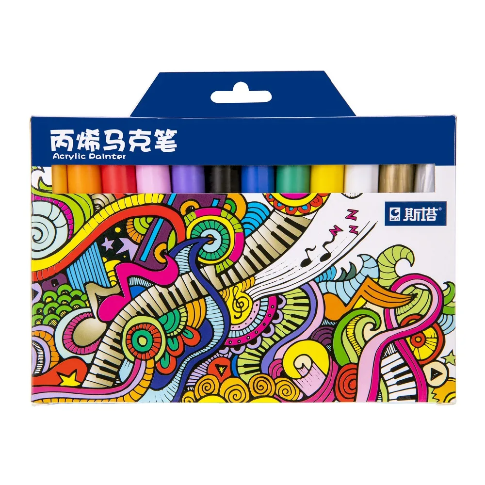 

STA 12/24 Colors Medium 2-3mm Tip STA Acrylic Paint Marker Sketch Stationery Painting Crafting Set DIY Manga Drawing Marker Pen