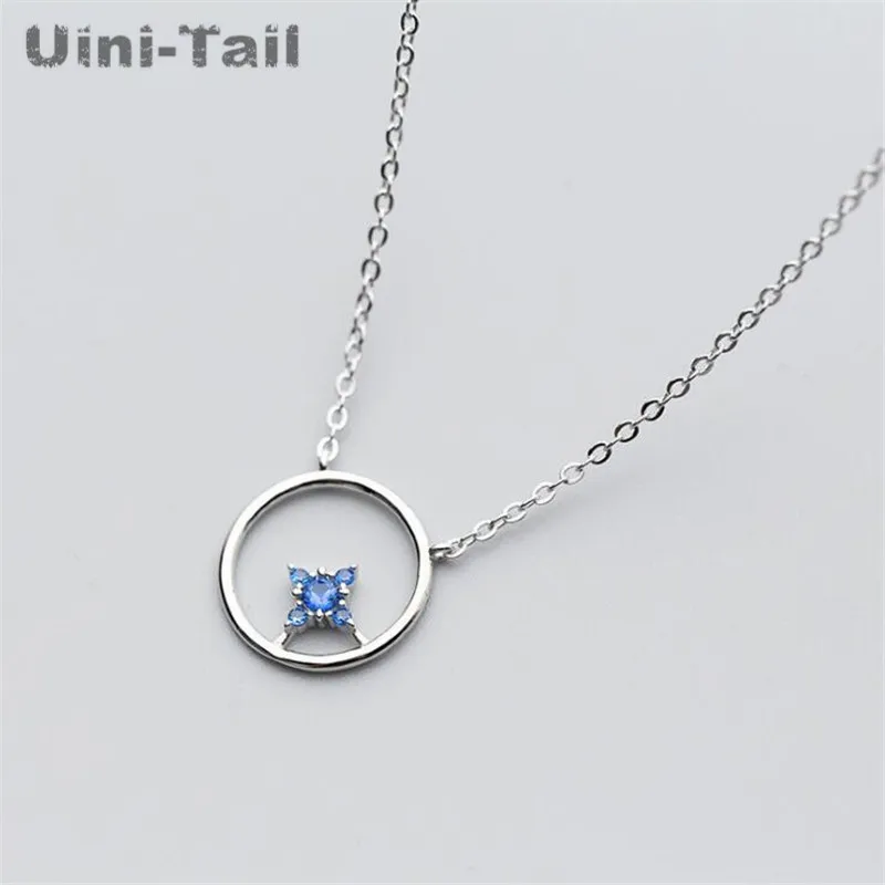 

Uini-Tail new 925 sterling silver hollow round four mans star necklace sweet simple fresh student necklace Korean trend GN449