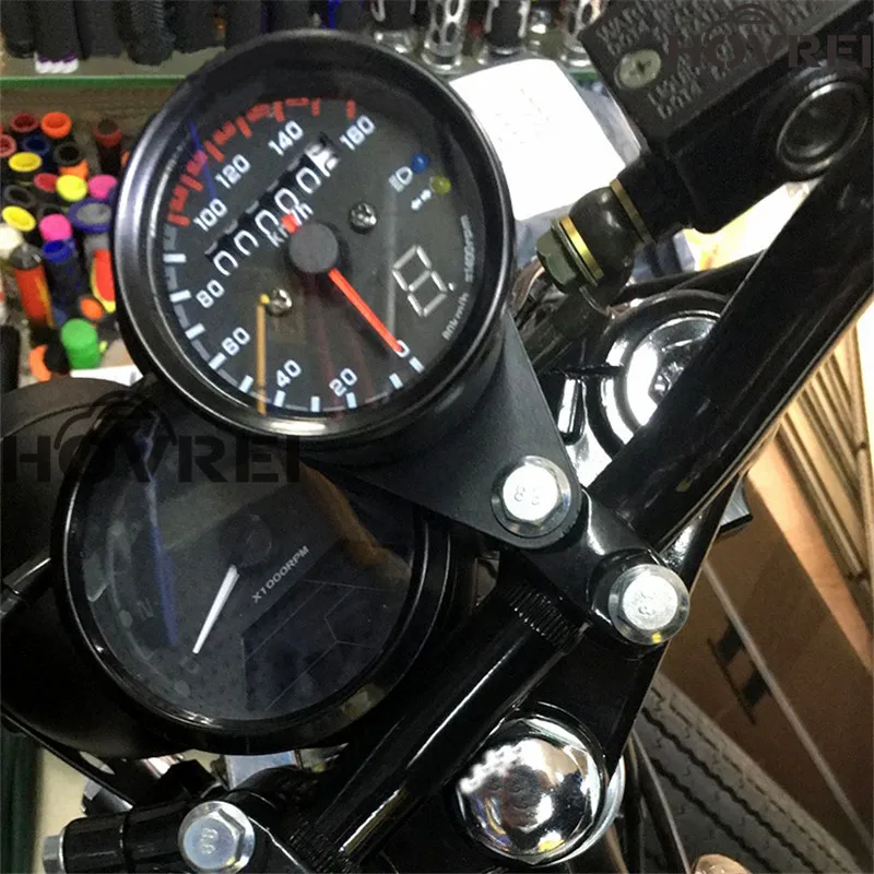 12 В Универсальный мотоциклетный измеритель скорости тахометр с светодиодный подсветкой двойной измеритель скорости с Светодиодный индикатор 2 цвета