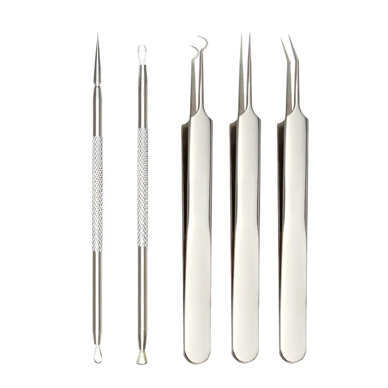 5Pcs Face Skin Care Tweezer Needle Kit Stainless Steel Removal Blackhead Blemish Acne Pimple Extractor Tool For Lady -43 5Pcs Face Skin Care Tweezer Needle Kit Stainless Steel Removal Blackhead Blemish Acne Pimple Extractor Tool For Lady -43