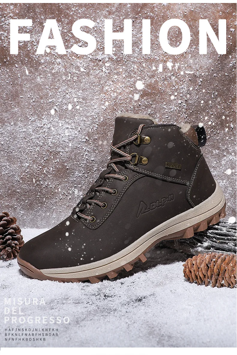 Men Boots Size 38-48 Designer Mens Shoes Winter Boots Waterproof Men Snow Boots Lace Up Men Ankle Boots Warm Winter Shoes Male