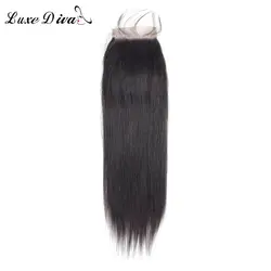 Бесплатная/средний/третья часть швейцарский шнурок перуанский прямые волосы застежка 4*4 коричневый натуральный Цвет натуральные волосы