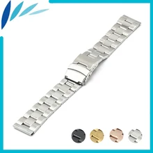 Stainless Steel Watch Band 18mm 20mm 22mm 24mm for Breitling Safety Clasp Strap Loop Belt Bracelet Black Silver + Spring Bar