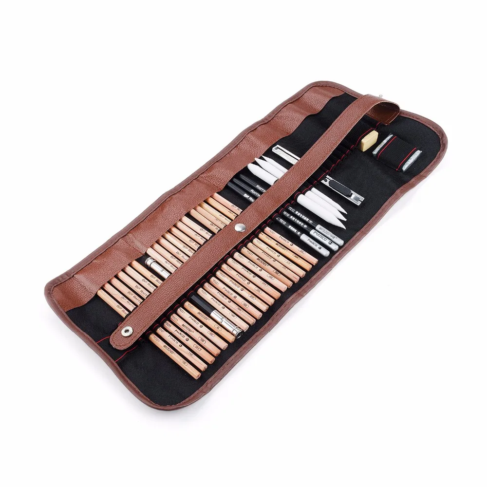 Günstig Marco 29 PCS Professionelle Skizze   Zeichnung Kunst Tool Kit Mit Graphit Bleistifte, Holzkohle Bleistifte, papier Löschbaren Stift, Handwerk Messer