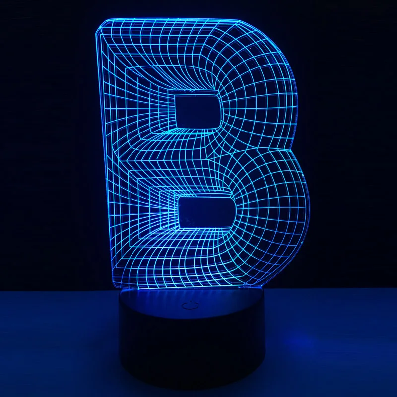 Новинка 3D лампа Алфавит Буквы B 7 цветов меняющиеся настольные