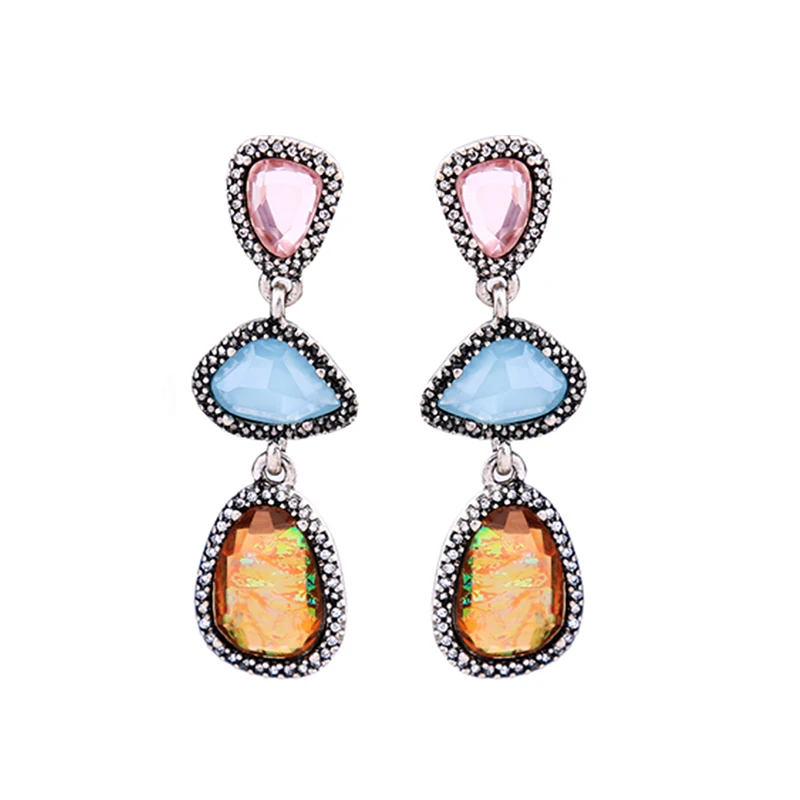 

Multicolor Irregular Geometric Earring Female Fashion Patterned Vintage Hanging Earrings Indian Jewelry