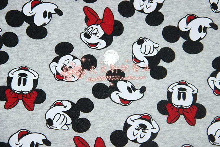 

Cute Cartoon Mickey Mouse Minnie Cotton Fleece Fabric Sewing Quilting Patchwork Baby Cloth Kid Hoodie Textile