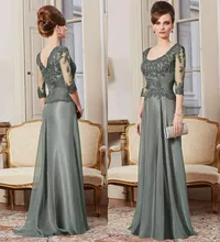 Eine Linie 2016 Elegnat Frau Kleider Drei Viertel Sleeve Lange kleider Bodenlangen Mutter Der Braut Kleider Party Kleider heißer