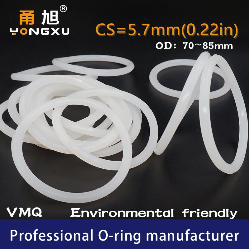 Белые силиконовые уплотнительное кольцо из силикона/VMQ CS5.7mm OD55/60/65/70/75/80/85/90/95/100 мм уплотнительное резиновое уплотнение кольцо силиконовая прокладка Водонепроницаемый