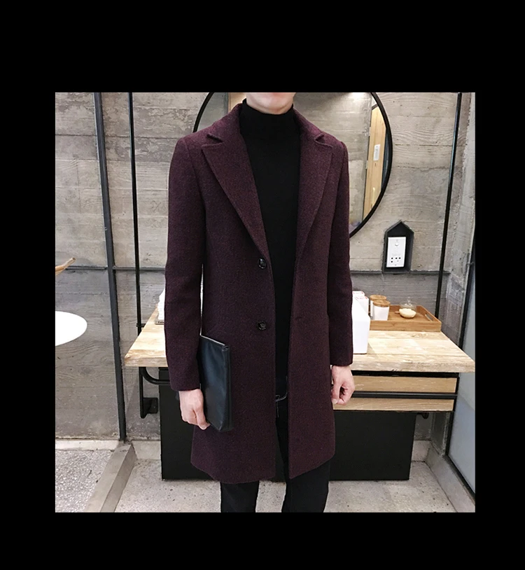 Мужской Тренч, длинная куртка, Мужское пальто, повседневное приталенное однотонное длинное пальто, мужские Модные осенне-зимние пальто размера плюс 5XL