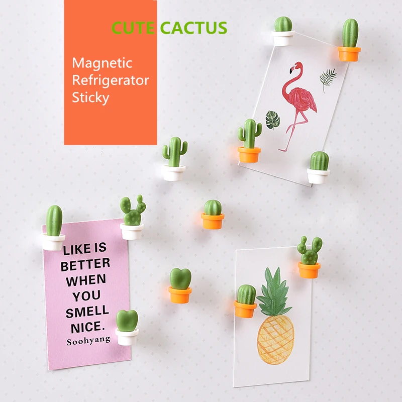 

6pcs cute magnet fridge set of magnets memo magnet magnetic board for fridge cactus magnetic Sticky Message fridge stickers
