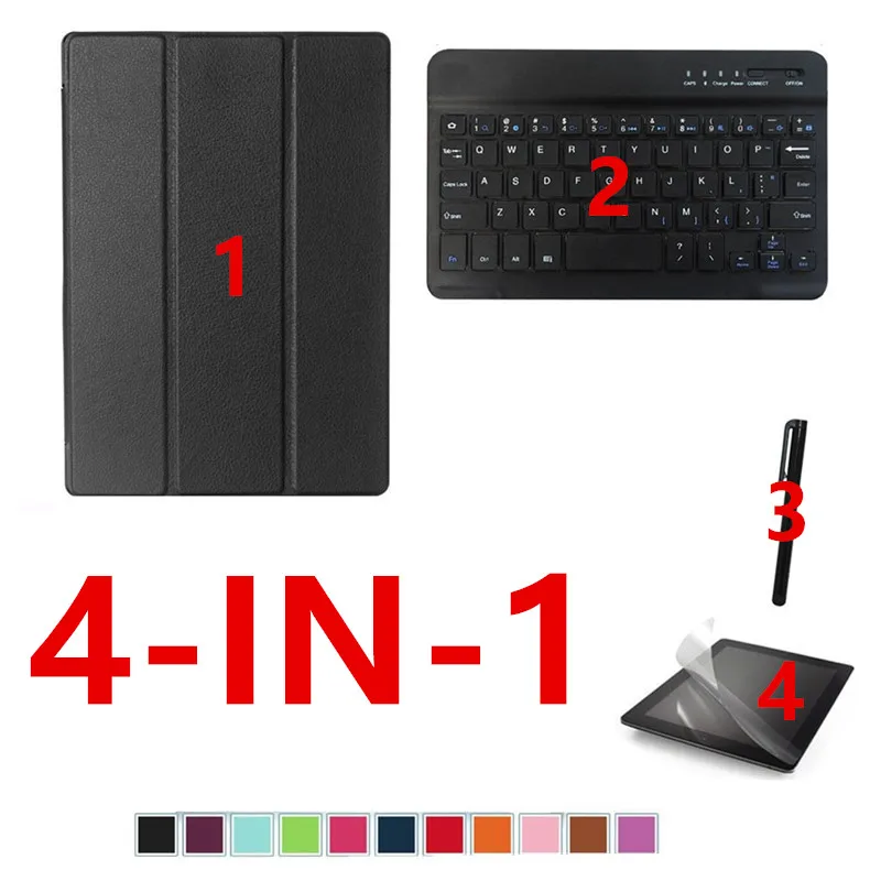 

Accessory Kit for Lenovo Tab 4 10 Plus Tb-x704n Tb-x704f- Smart Cover Case+Bluetooth Keyboard+Protective Film+Stylus Pen