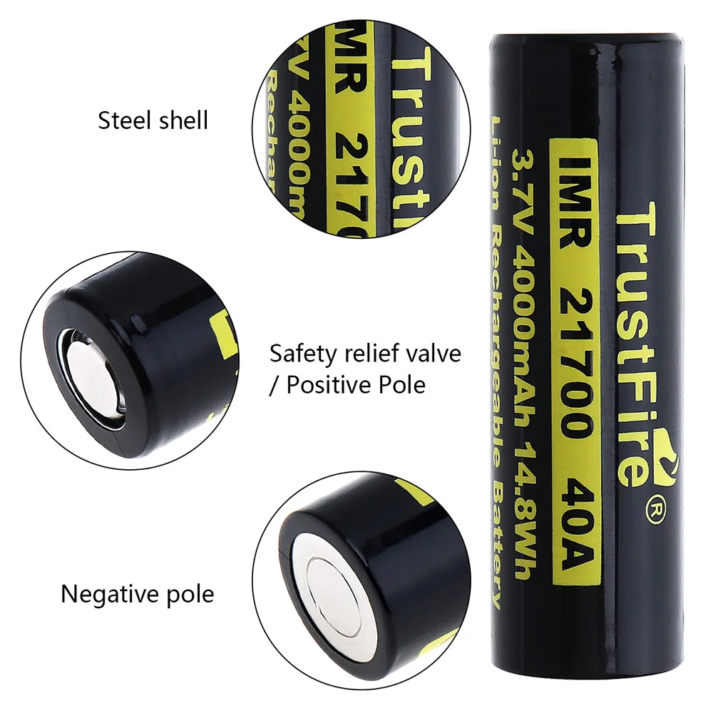 20pcs/lot TrustFire 21700 3.7V 40A 4000mAh 14.8W Li-ion Rechargeable Battery with Safety Relief Valve for Headlamp/Bicycle Lamp 20pcs/lot TrustFire 21700 3.7V 40A 4000mAh 14.8W Li-ion Rechargeable Battery with Safety Relief Valve for Headlamp/Bicycle Lamp