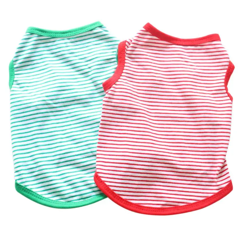 

Pet Puppy Summer Shirt Striped kitten Cat Vest T-shirt Cotton Summer Pet Clothes Breathable Casual Vests For Small Pets