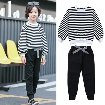 

Autumn children's clothing set 2018 brand children's sportswear girls suit sports stripes baby girl school clothing