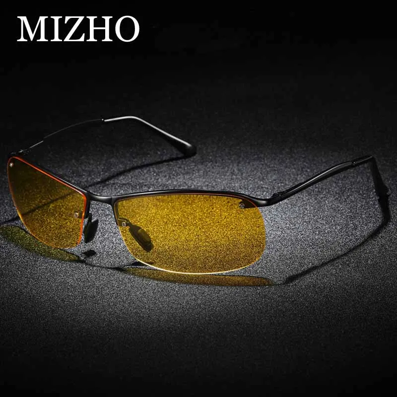 

MIZHO Aluminum Sunglasses Men Polarized Yellow Lens Night Vision Driving Glasses Goggles Semi-Rimless Male Eyewear Photochromic