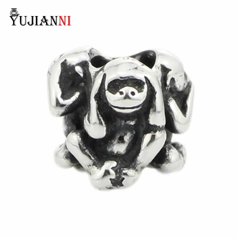 

Authentic 100% 925 Sterling Silver Animal Charm 3.8mm Hole Three Monkeys Bead Fits European Brand Bracelet Jewelry