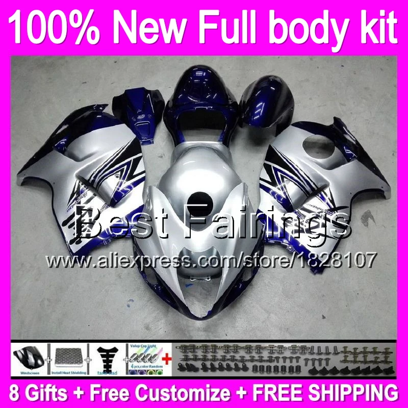 

Fairing For SUZUKI Hayabusa GSXR1300 96 07 1996 1997 1998 15B33 GSXR 1300 GSXR-1300 Blue silver GSX R1300 1999 2000 2001 +Decal